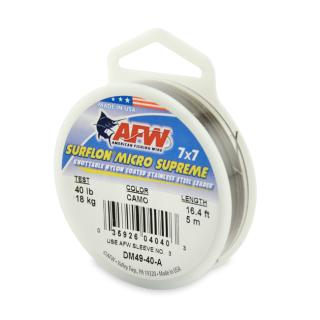 AFW Surflon Micro Supreme, Nylon Coated 7x7 Stainless Steel Leader Wire, 40 lb/18 kg test, .024 in/0.61mm dia, Camo, 16.4ft/5m