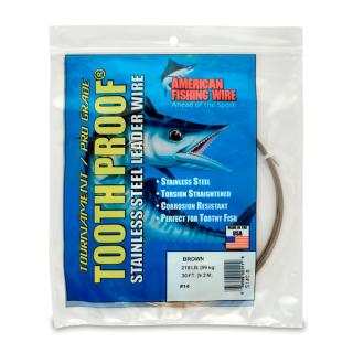 AFW Tooth Proof Stainless Steel AFW Single Strand Leader Wire, 218 lb/99 kg test, .033 in/0.84mm dia, Camo, 30ft/9.2m
