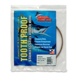 AFW Tooth Proof Stainless Steel AFW Single Strand Leader Wire, 325 lb/148 kg test, .041 in/1.04mm dia, Camo, 30ft/9.2m